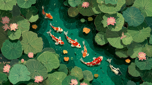 Papier peint carpes koï Harmonie aquatique