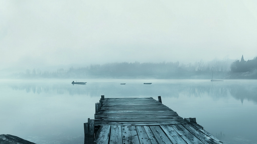 Papier peint lac brumeux Paysage serein et apaisant