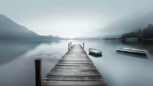 Papier peint Lac Serein Paysage apaisant et brumeux