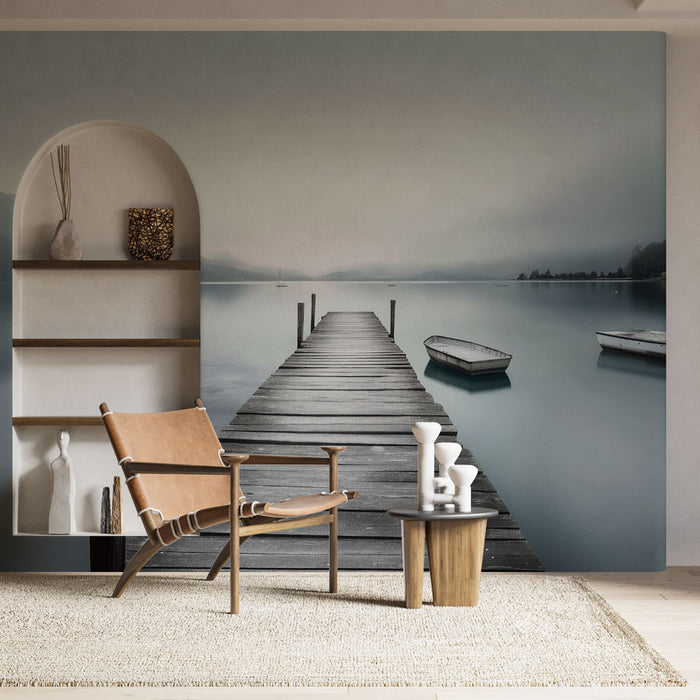 Papier peint Lac Serein | Paysage apaisant et brumeux