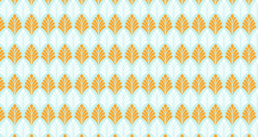 Papier peint motif rétro Feuillage orange et blanc