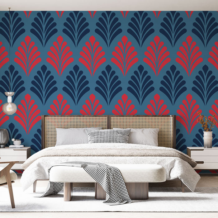 Papier peint motif floral | Bleu et Rose