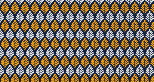 Papier peint art déco Bleu marine et or