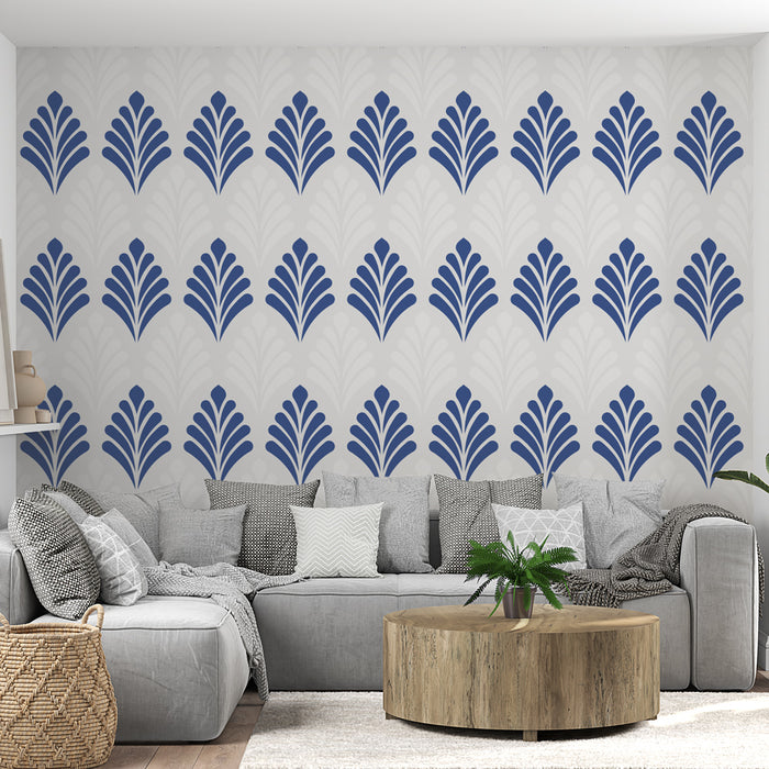 Papier peint motif floral | Design bleu et blanc