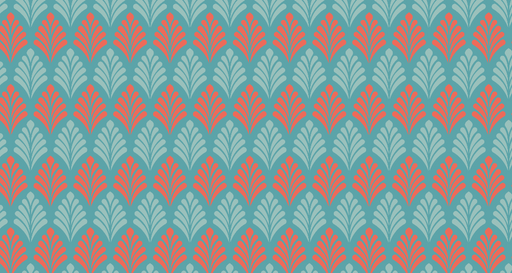 Papier peint rétro Motifs en éventail rouge et bleu