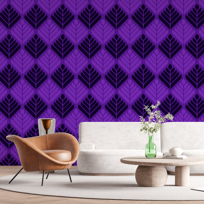 Papier peint géométrique | Motif violet et noir