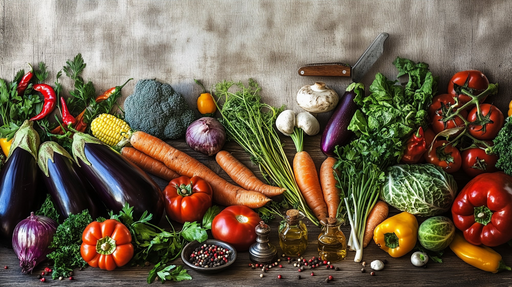 Papier peint légumes frais Ambiance culinaire vibrante