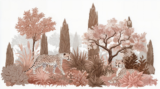 Papier peint Jungle Féline Design Élégant en Tons Sépia