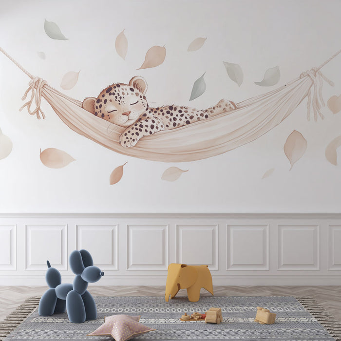 Papier peint bébé léopard | Décoration douce et apaisante