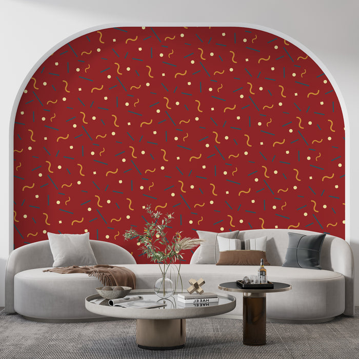 Papier peint motifs abstraits | Rouge et Jaune