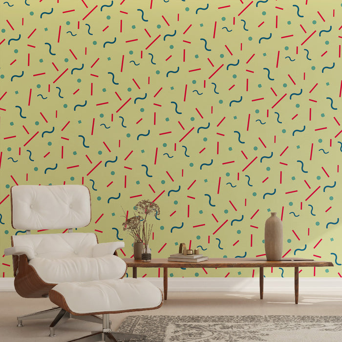 Papier peint géométrique | Motif rétro multicolore