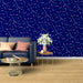 Papier peint bleu foncé avec motifs abstraits blancs et bleus pour salon moderne