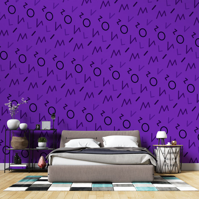 Papier peint graphique | Motif violet et noir