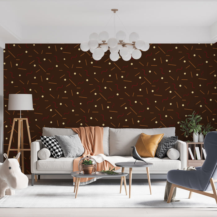 Papier peint confettis | Motif rétro marron