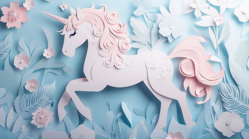 Papier peint licorne Décor féerique pastel