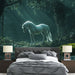 Papier peint forêt enchantée avec licorne blanche pour chambre adulte élégante