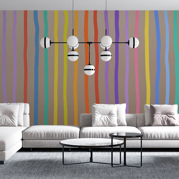 Papier peint Rayures Multicolores | Design Moderne et Ludique