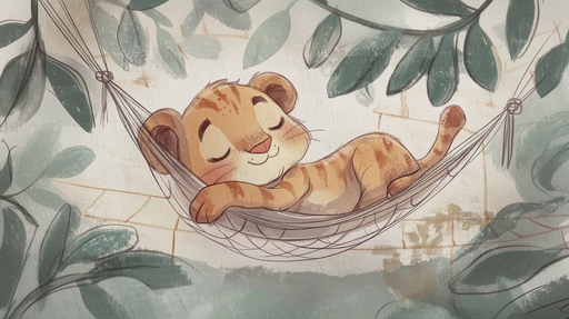 Papier peint bébé lion Repos paisible dans la jungle