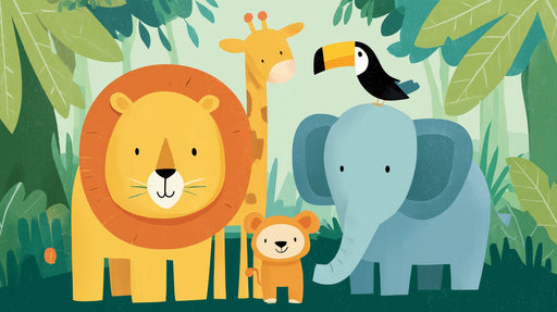 Papier peint animaux de la jungle Décor ludique pour enfants