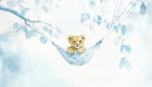 Papier peint lionceau Aquarelle douce et rêveuse