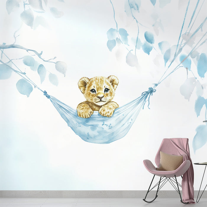 Papier peint lionceau | Douceur et charme dans les tons pastel