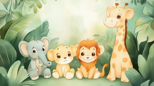 Papier peint animaux de la jungle Safari en aquarelle