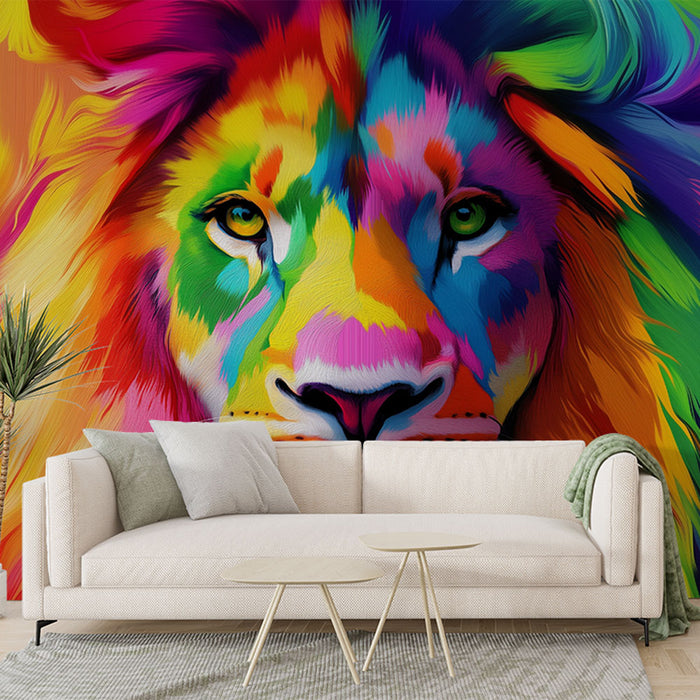 Papier peint lion coloré | Art mural vibrant