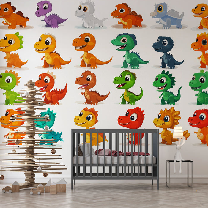 Papier peint dinosaure | Créatures colorées et amusantes