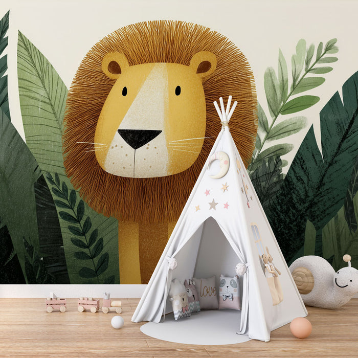 Papier peint lion | Illustration enfantine