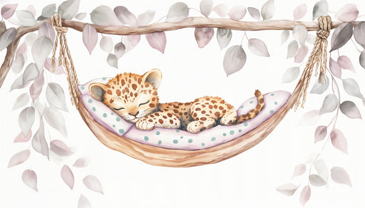 Papier peint animalier Bébé guépard endormi dans un hamac