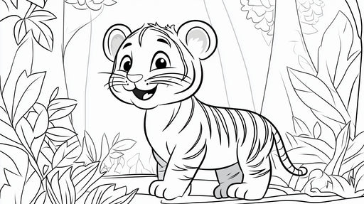 Coloriage Tigre Enfant Aventure dans la Jungle