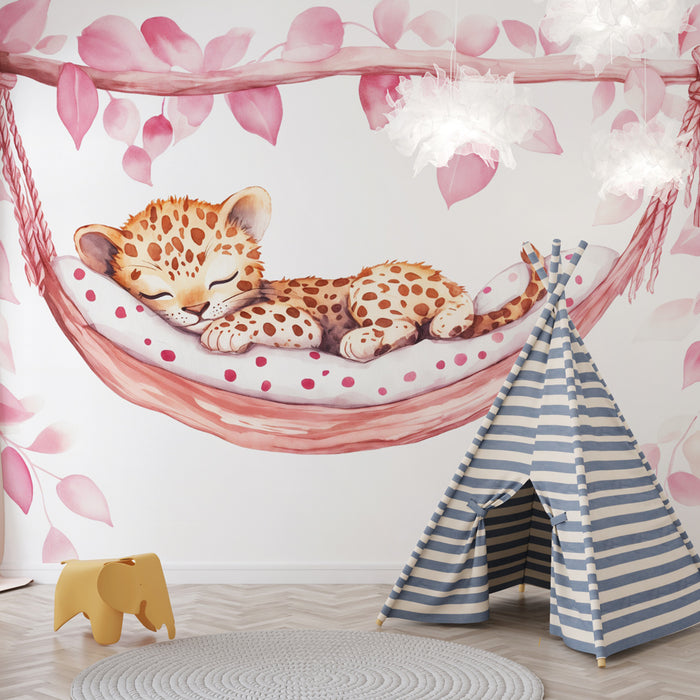 Papier peint bébé léopard | Décor enchanteur pour chambre d'enfant