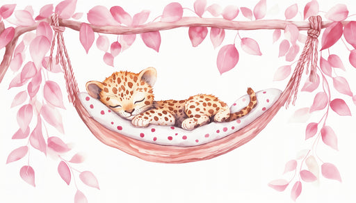 Papier peint bébé léopard Douceur et Sérénité en Rose