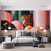 Papier peint mural avec léopard et motifs colorés pour chambre moderne