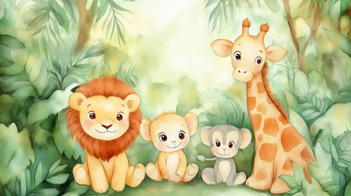 Papier peint jungle Animaux de la savane pour chambre d'enfant