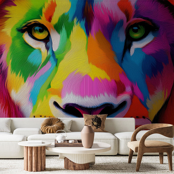 Papier peint Lion Multicolore | Design Artistique et Vibrant