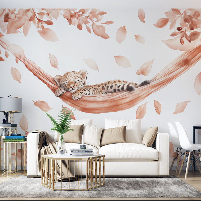 Papier peint jungle | Petit félin endormi