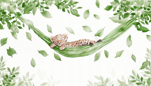 Papier peint bébé léopard Jungle poétique