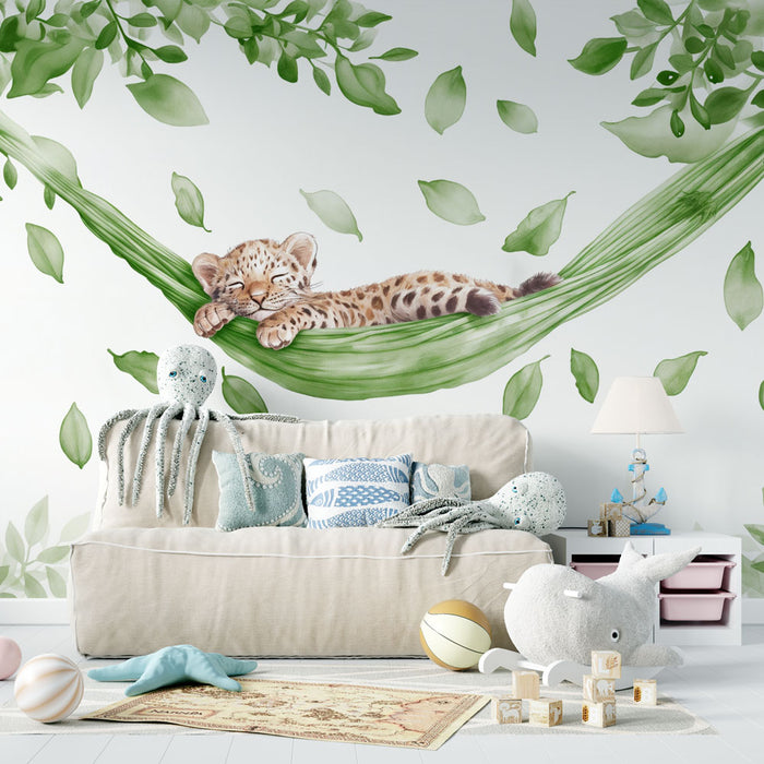 Papier peint bébé léopard | Jungle poétique