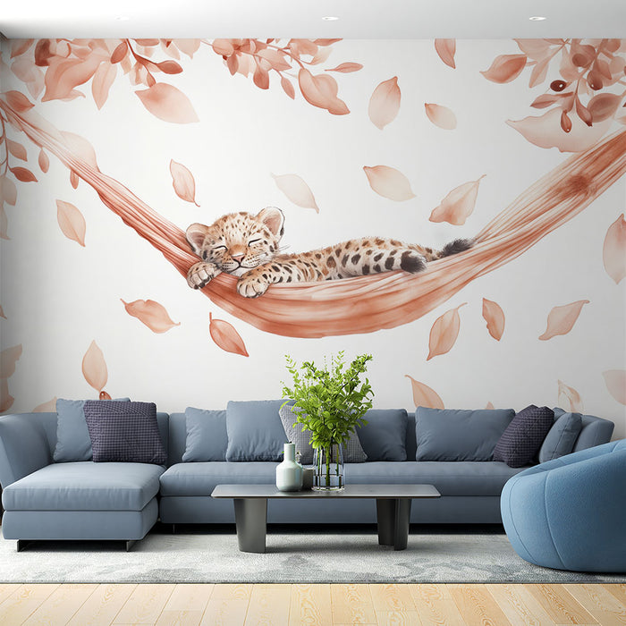 Papier peint léopard bébé | Design doux et apaisant orangé