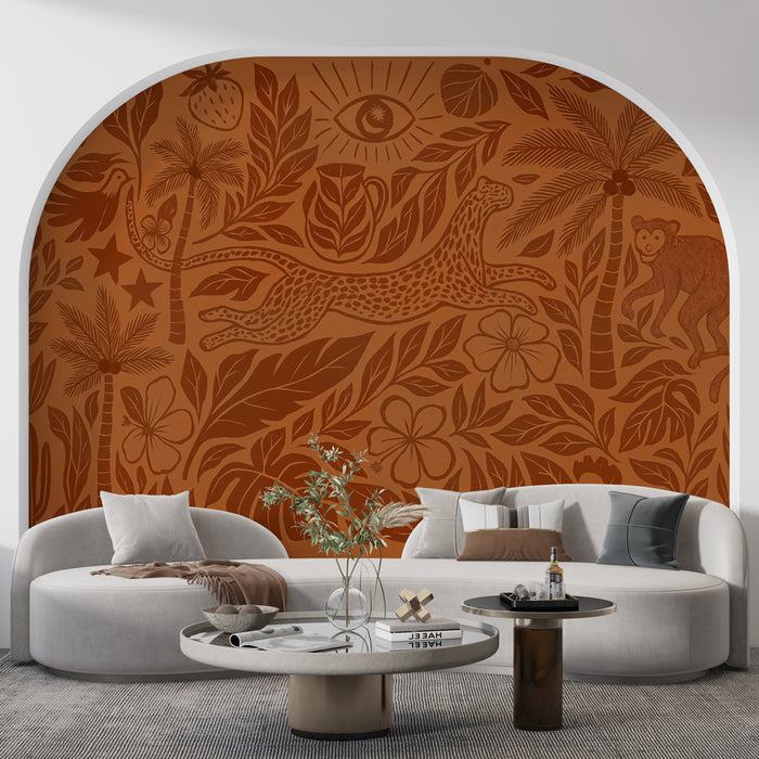 Papier peint jungle | Design exotique monochrome