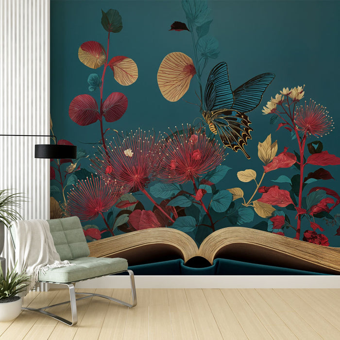 Papier peint floral et papillon | Évasion littéraire