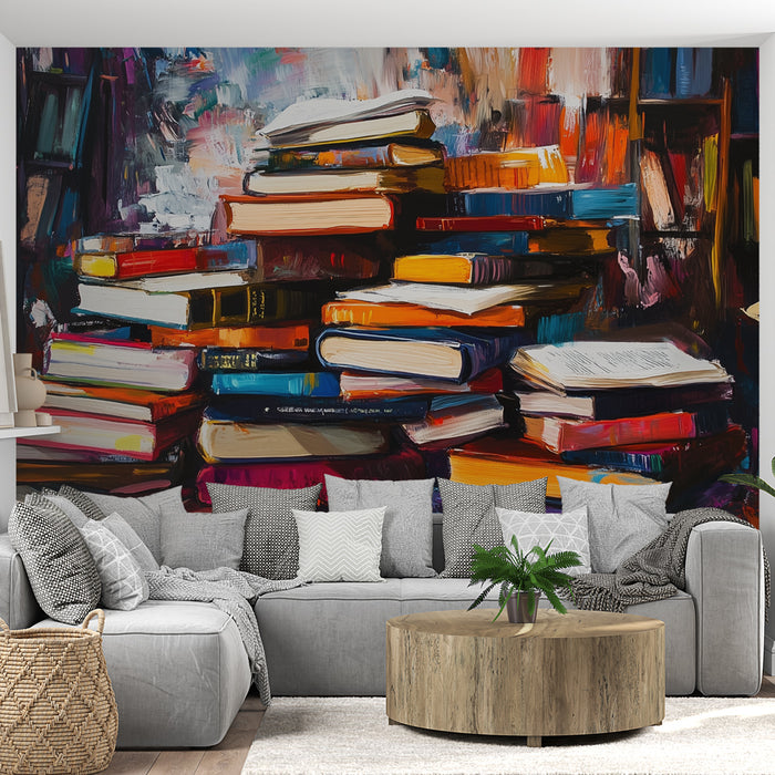 Papier peint livres | Style artistique coloré
