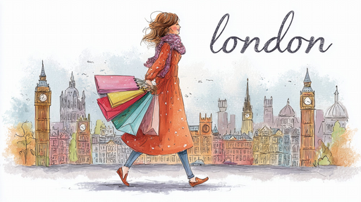 Papier peint Londres Femme élégante et shopping