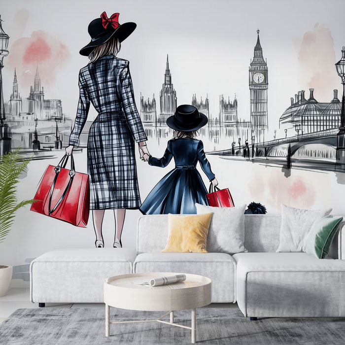 Papier peint promenade londonienne | Élégance et charme