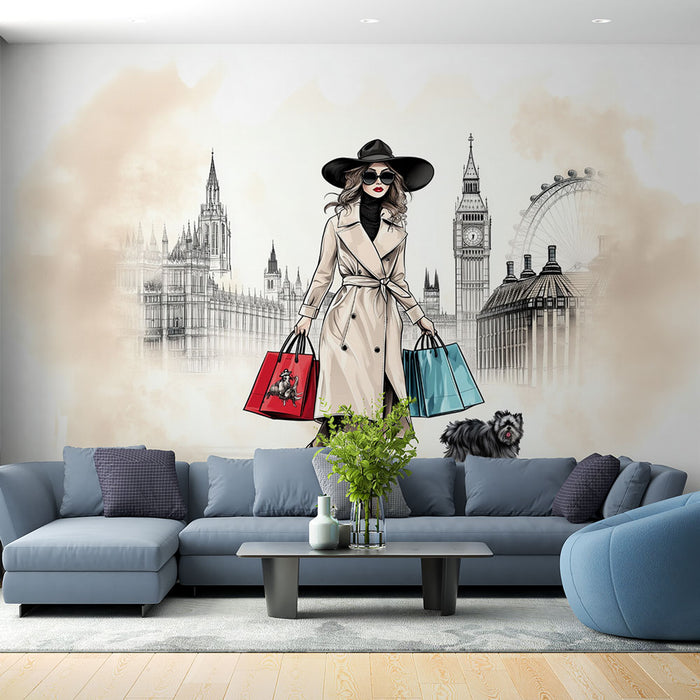 Papier peint London Fashion | Élégance urbaine avec détails architecturaux