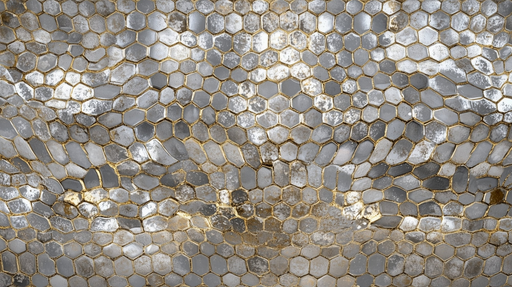 Papier peint géométrique Motif hexagonal doré et argenté