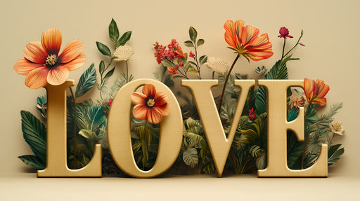 Papier peint floral LOVE Design romantique et élégant