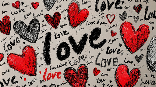 Papier peint amour Cœurs rouges et noirs