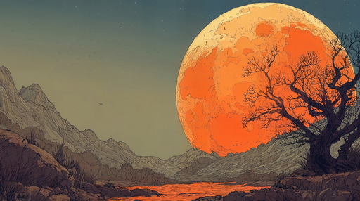 Papier peint paysage lunaire Éclat d'une lune géante